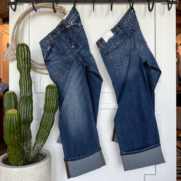 KanCan Dark Blue High Rise Wide Leg Jeans - Picture 2 of 7